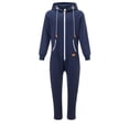 thumbnail image 3 of Men's Hooded Fleece Lining Jumpsuit, Long Sleeve Full Zipper Overalls with Kangaroo Pockets, 3 of 10