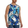 thumbnail image 2 of Easygdp Blue and White Butterflies Men's Breathable Tank Tops Sleeveless Sporty T Shirts for Basketball, Mountaineering, Bodybuilding -XX-Large, 2 of 8