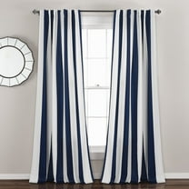 Lush Decor Wilbur Stripe Light Filtering Window Curtain Panels Navy 52 x 84 Set of 2
