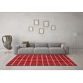 thumbnail image 3 of Ahgly Company Machine Washable Indoor Round Checkered Red Modern Area Rugs, 5' Round, 3 of 4