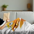 thumbnail image 3 of Fish Soft Flannel Fleece Blanket, Cartoon Character Happy Goldfish Smiling and Waving on White Background Illustration, Cozy Plush for Indoor and Outdoor Use, 50" x 70", Orange White, by Ambesonne, 3 of 5