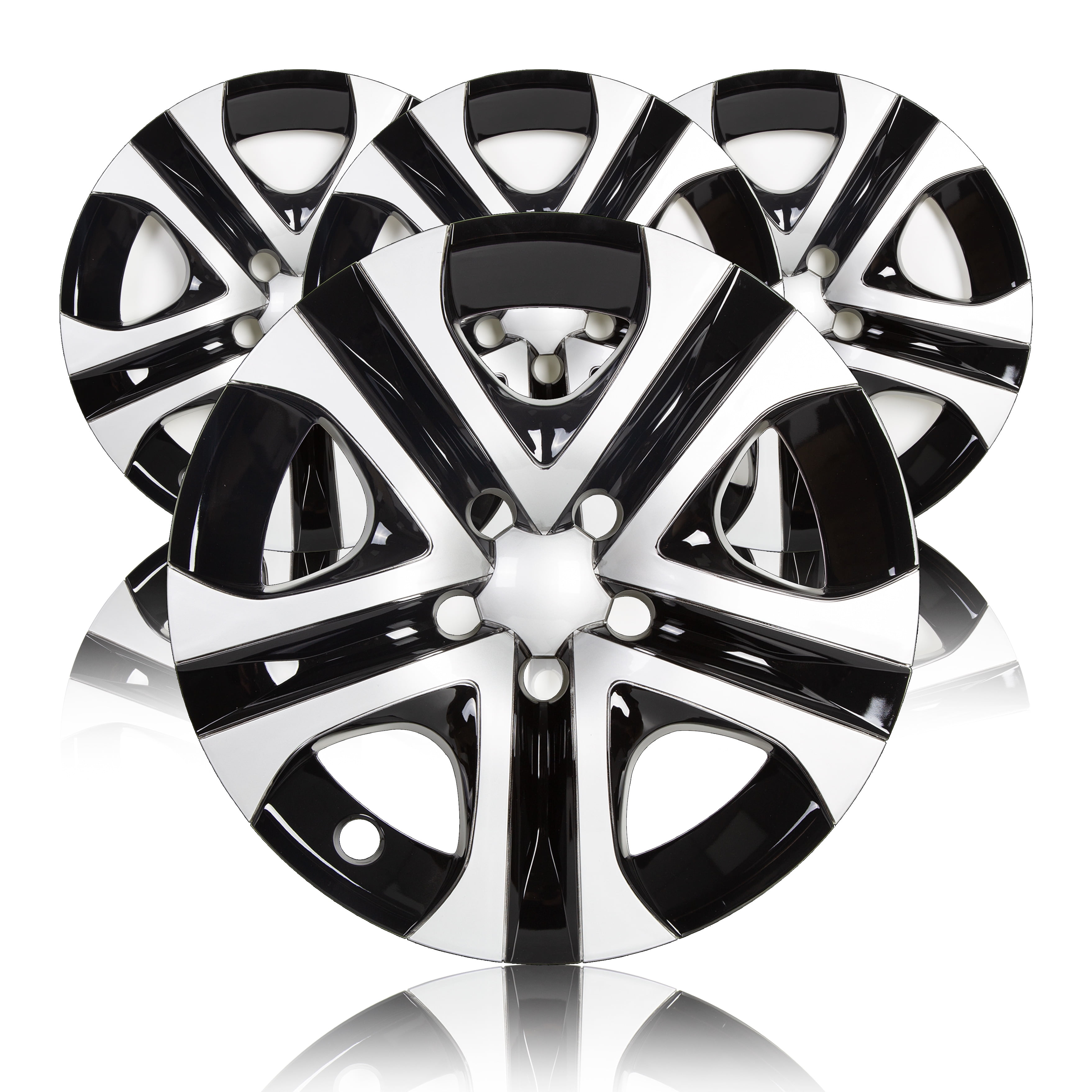 Kojem 4x17" Silver & Black Hub Caps Full Rim Wheel Skin Covers for 2013-2018 Toyota RAV4