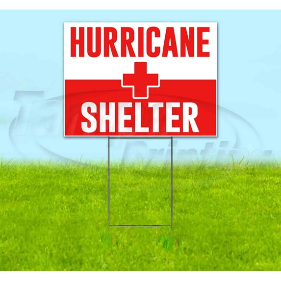 Hurricane Shelter (18" x 24") Yard Sign, Includes Metal Step Stake