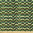 thumbnail image 2 of Ambesonne Earthy Fabric by the Yard Upholstery, Grunge Style Waves Motif, 5 Yards, Fawn Laurel Green and Brown, 2 of 5