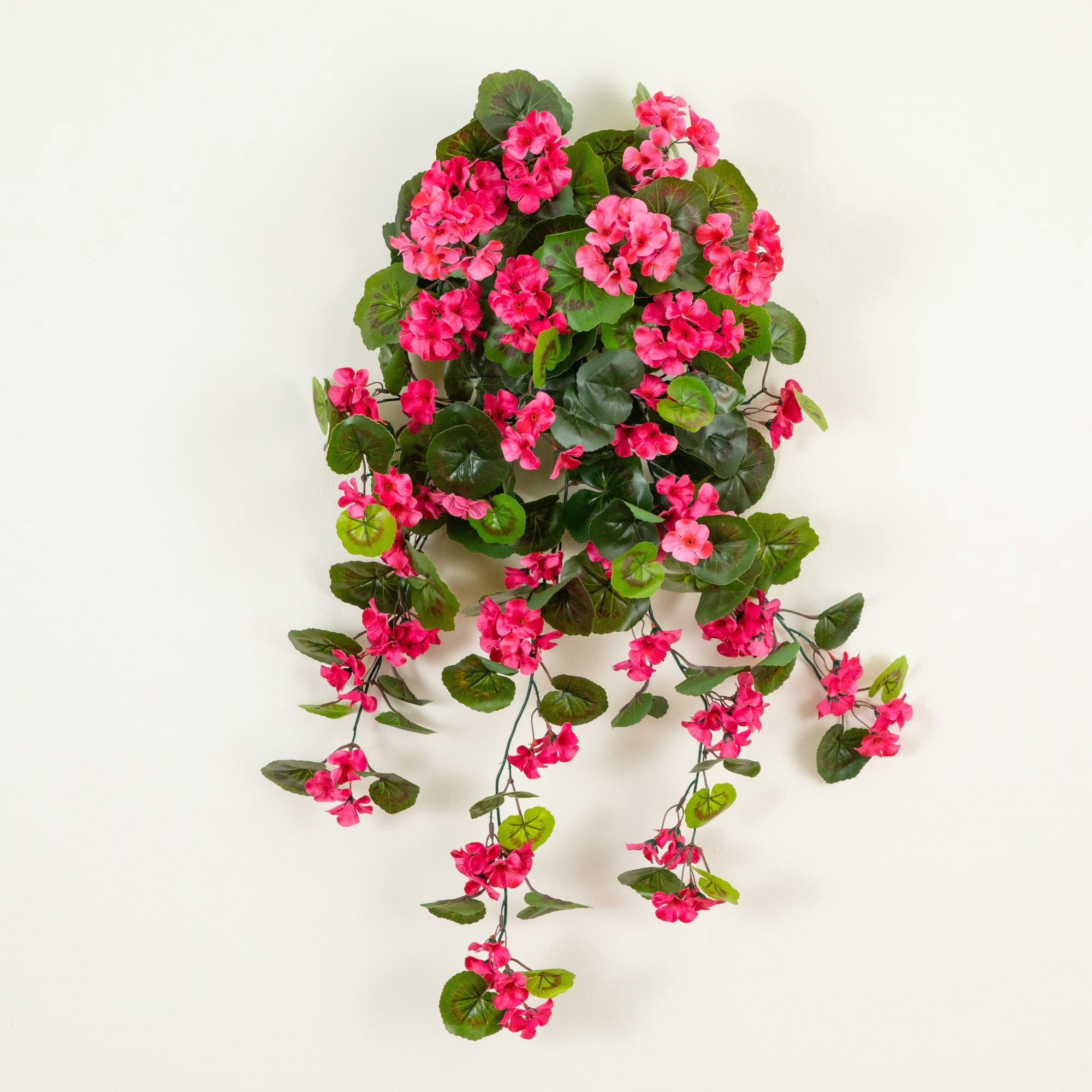 Nearly Natural UV Resistant Artificial Geranium Outdoor Hanging Plant - 29" - Set of 2 - Pink