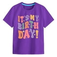 thumbnail image 4 of Zanarzt Toddler Girls Summer Shirts Short Sleeve T Shirt Tee Organic Cotton Baby Toddler Little Kids Boys Girls Unisex Purple,3-4 Years, 4 of 4