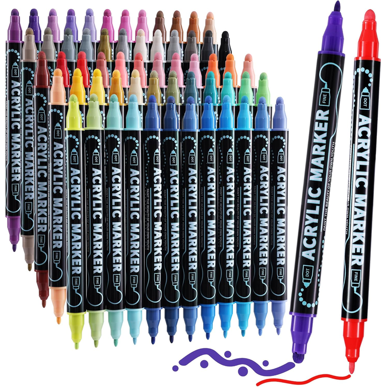 ANUNU Acrylic Paint Markers, 60 Colors Dual Tip photo 1