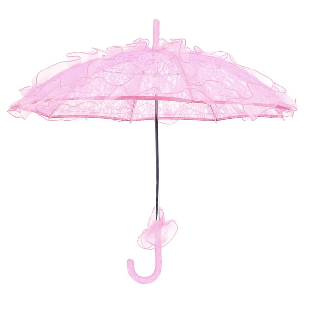 Paraguas de novia para boda, único, plegable, de tela de encaje, color rosa