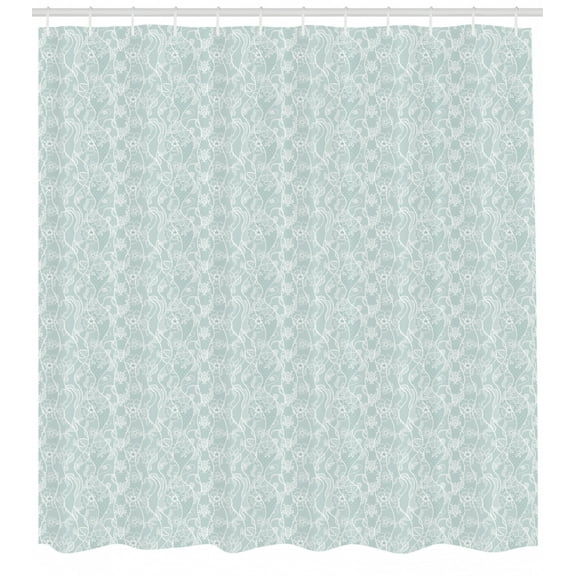 Ambesonne Vintage Shower Curtain, Floral Lace Pattern, 69"Wx75"L, Seafoam and White