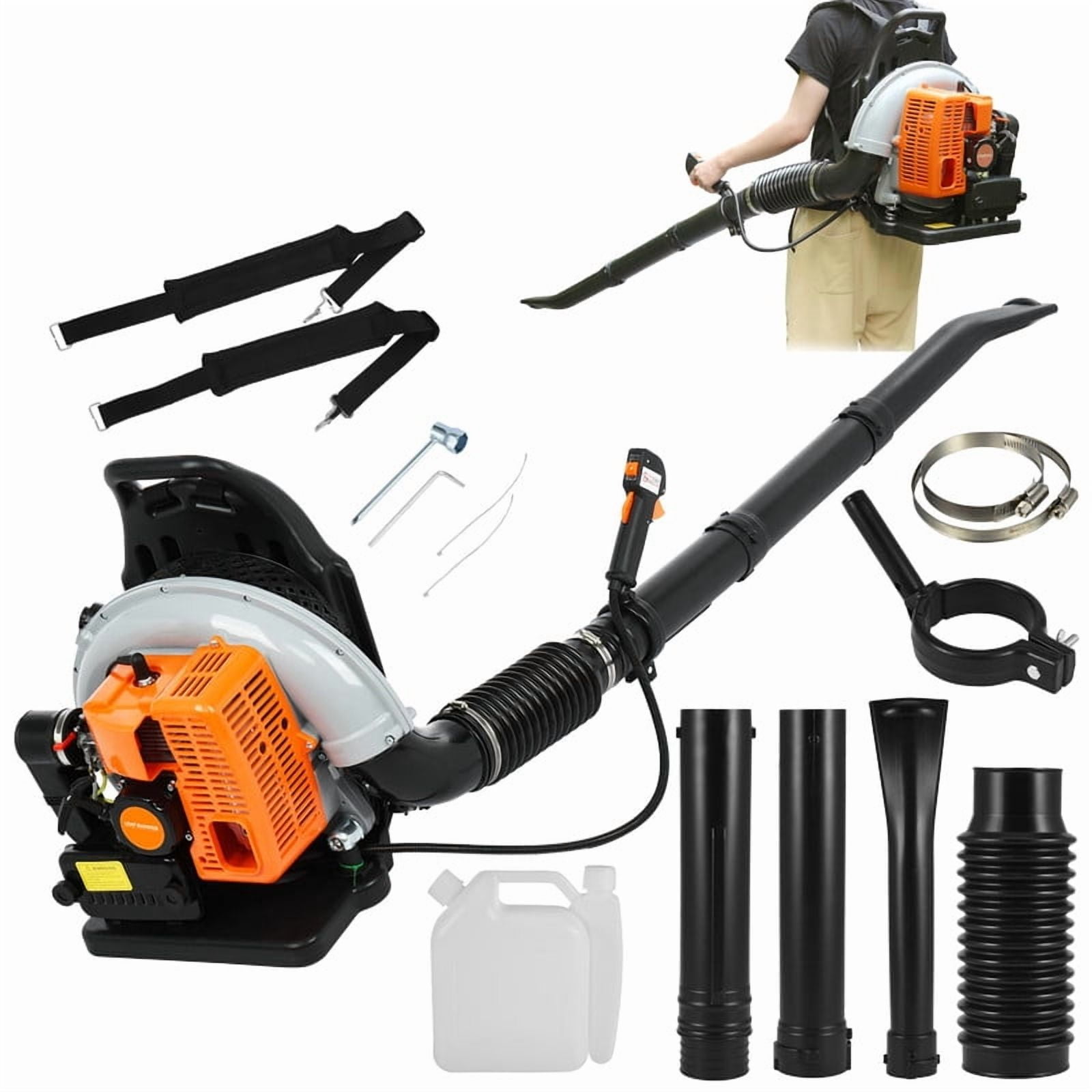 Backpack Gas Powered Leaf Blower, Commercial 665 CFM 63CC 3 HP 2 Cycle Powerful Lightweight Gasoline Grass Lawn Blower w/Harness Air-Cooled & Fuel Tank for Yard Lawn Care, Snow Removal