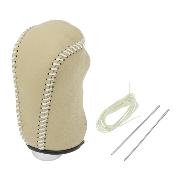 Unique Bargains Gear Shift Knob Cover for Nissan Altima 2013-2018 Anti-Slip Pebbled Beige Faux Leather 1 Pc
