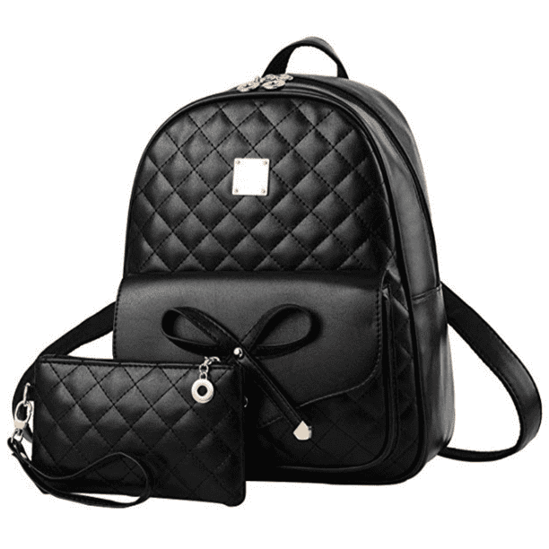 I IHAYNER - Girls Bowknot 2-PCS Fashion Backpack Cute Mini Leather