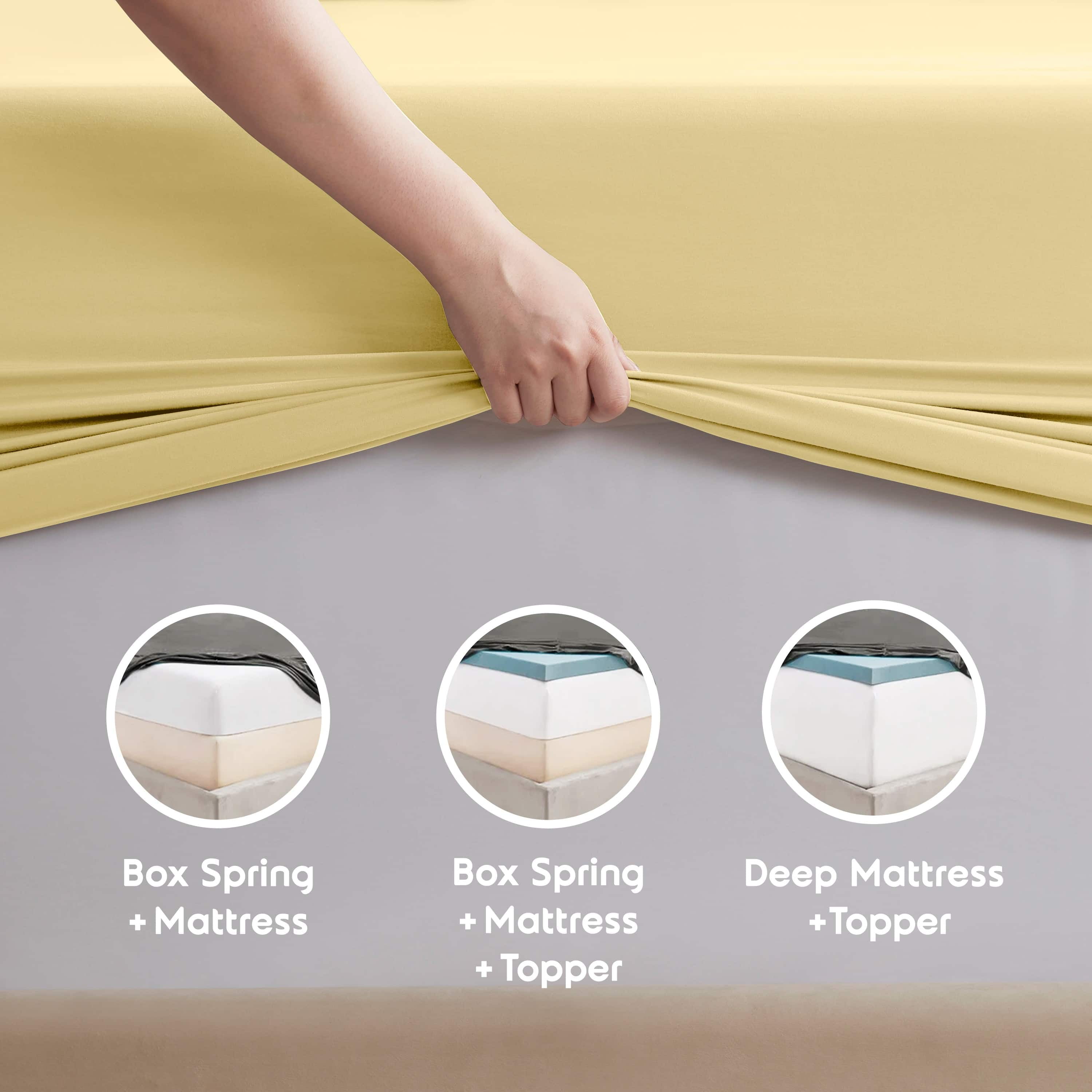LammaLoe Extra Deep Pocket Full Size Sheets set, Fits 18"-24" Mattress, 6 Piece Soft Microfiber Bed Sheet Sets, Mellow Yellow