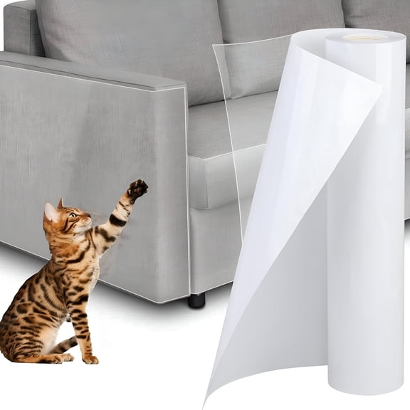 XIBUFE Cat Scratch Furniture Protector Shield (1-Pack) | Clear Self-Adhesive Guard Deterrent for Couch, Sofa, Chair, Door