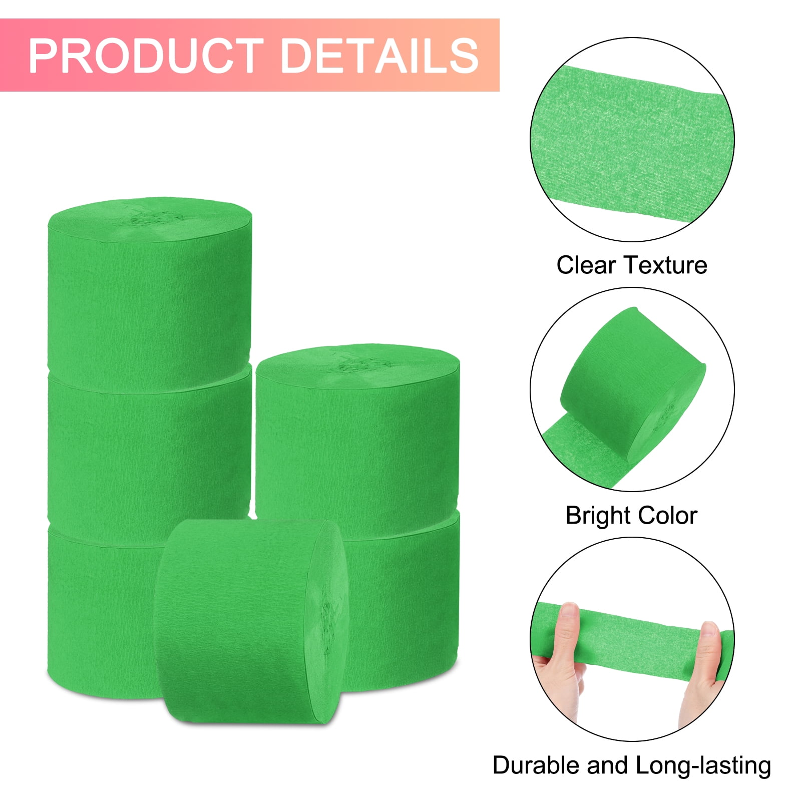 Unique Bargains 10Pcs Crepe Paper Streamers for Party Green 1.8in x 82ft