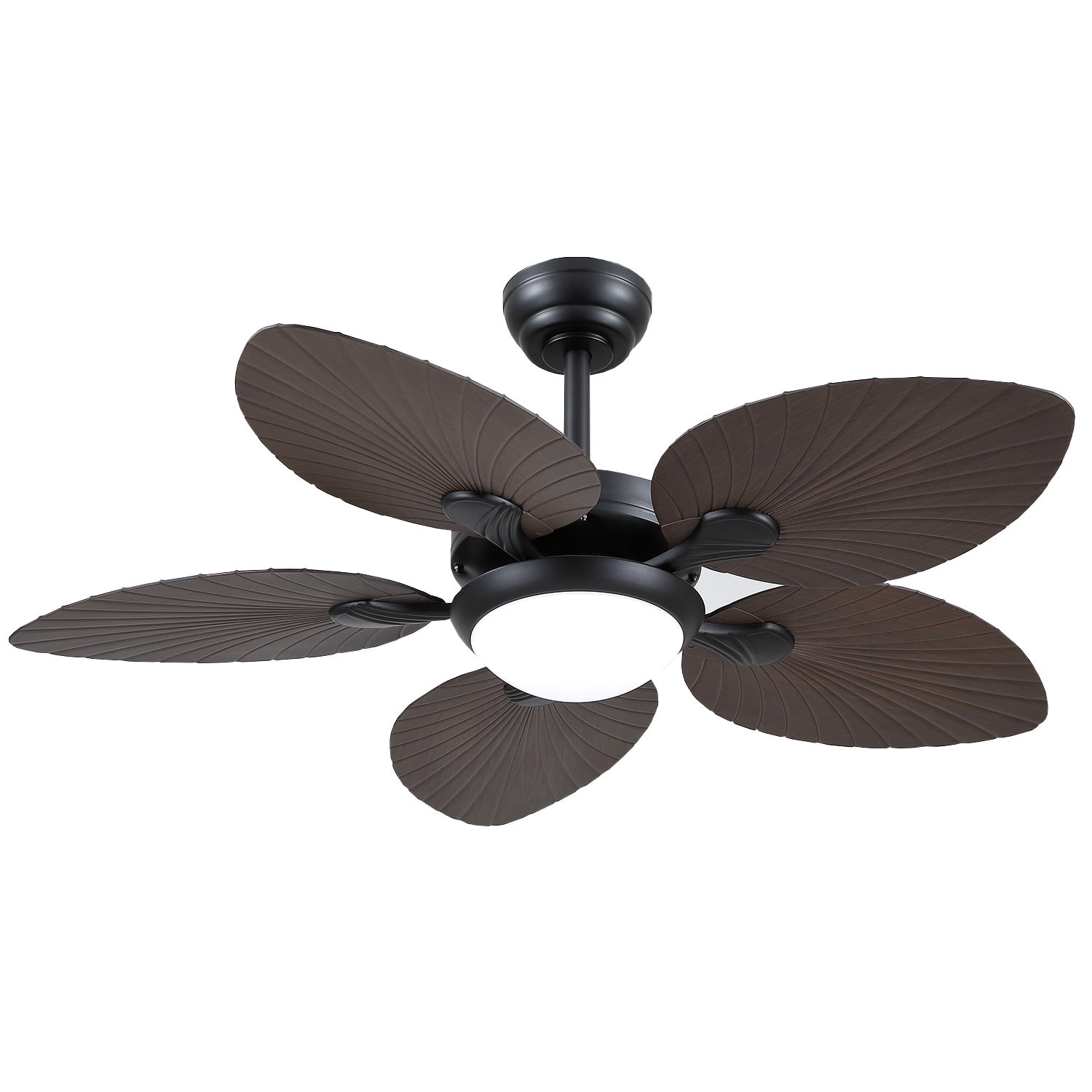 YIOSI 44" Tropical Palm Leaf Ceiling Fan with LED Lights, Remote/APP Control, Quiet Reversible Motor, Dimmable Lighting, Indoor/Outdoor Ceiling Fans for Patios, Porches, Bedrooms - Brown