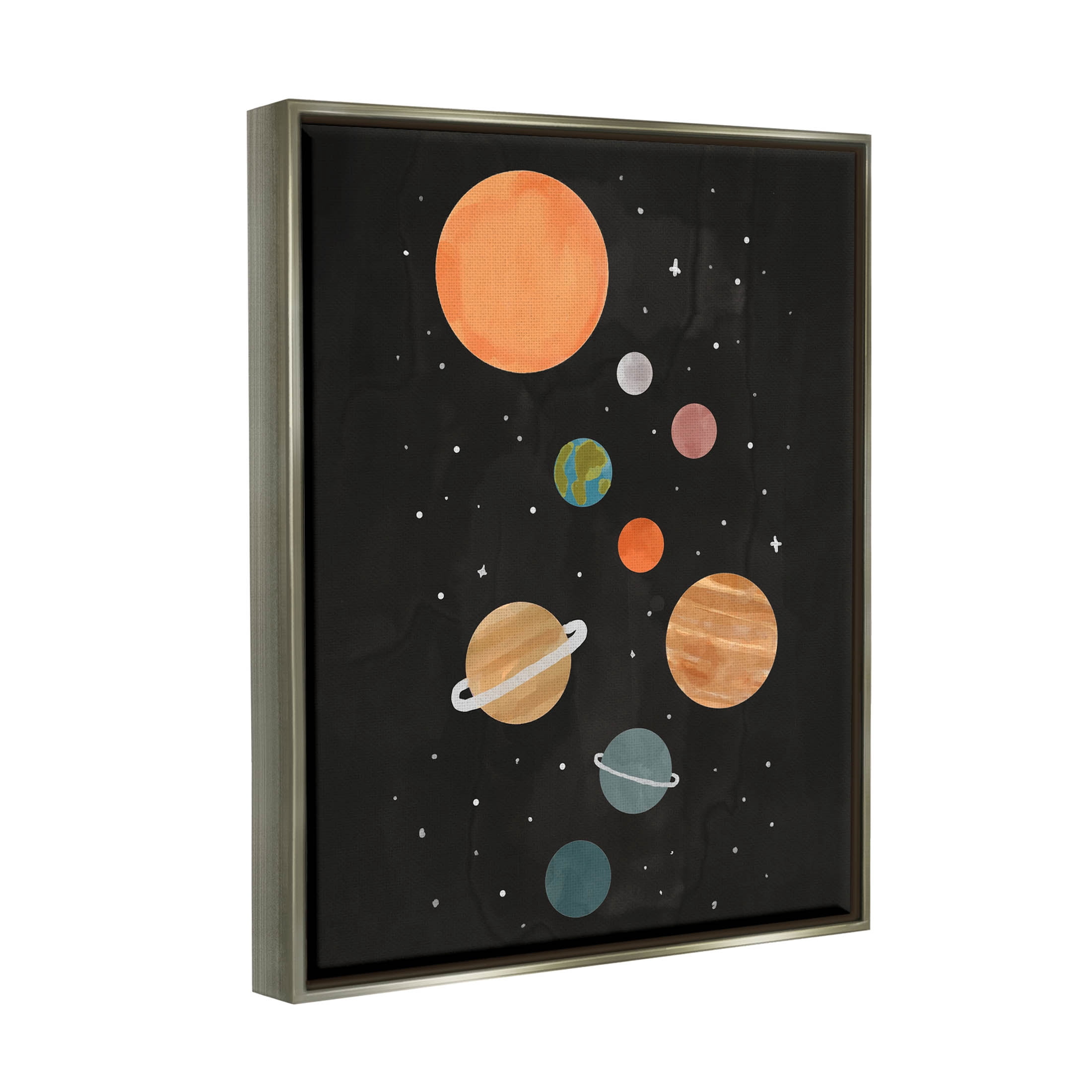 Solar System Planets Sky Art for Kids Graphic Art Luster Gray Framed Art Print Wall Art