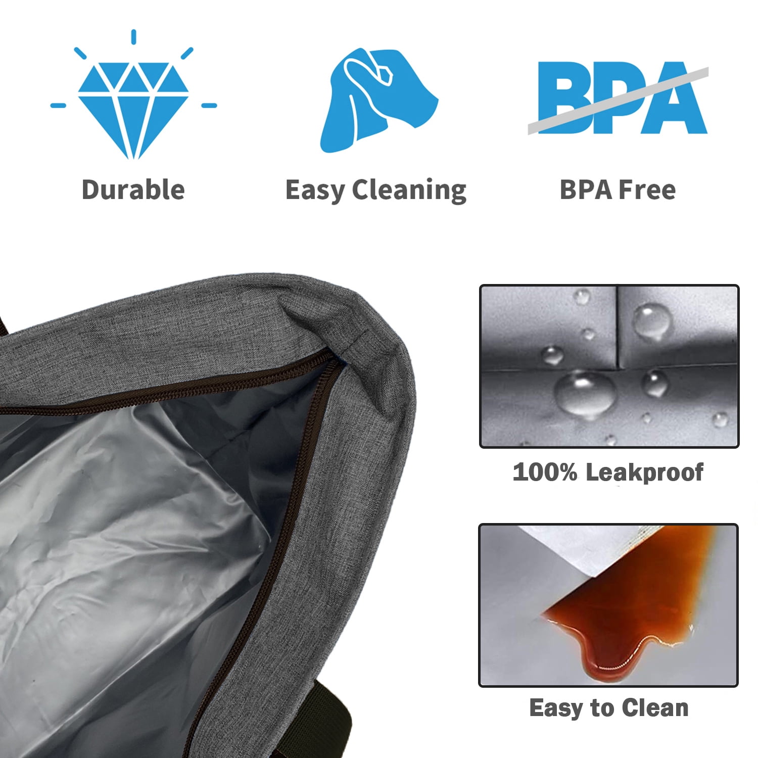 Youfenhome Insulated Cooler Bag Heavy Duty Collapsible Tote Soft Cooler Leakproof, Thermal Insulated Portable Grocery Bag, Travel Insulated Bag, Beach Cooler Bags (Grey)
