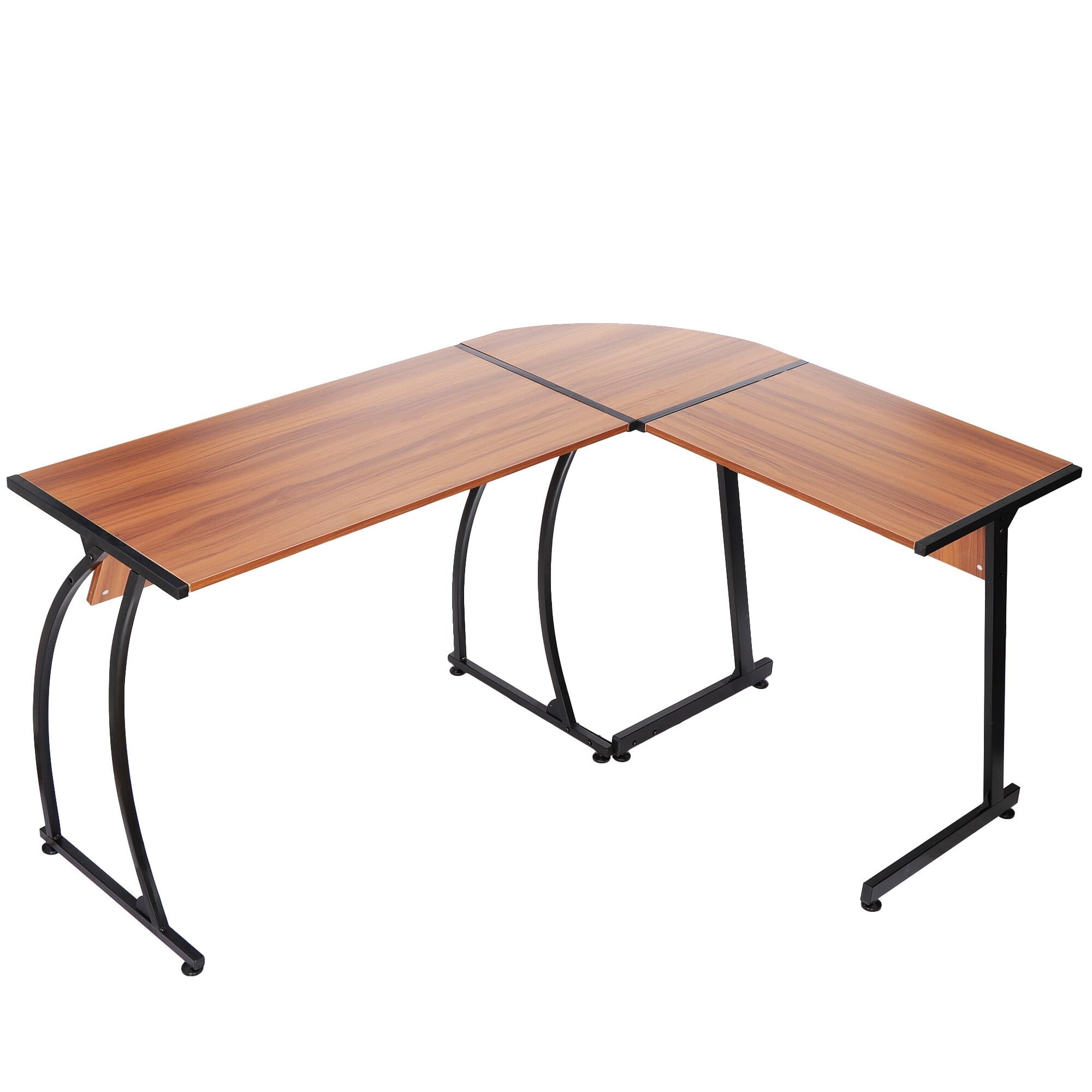 ZenSports 58” L-Shaped Gaming Desk Reversible MDF Adult Computer Desk, Walnut