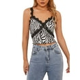 thumbnail image 1 of Lovito Casual Zebra V Neck Lace Zebra Tank Tops & Camis, 1 of 5