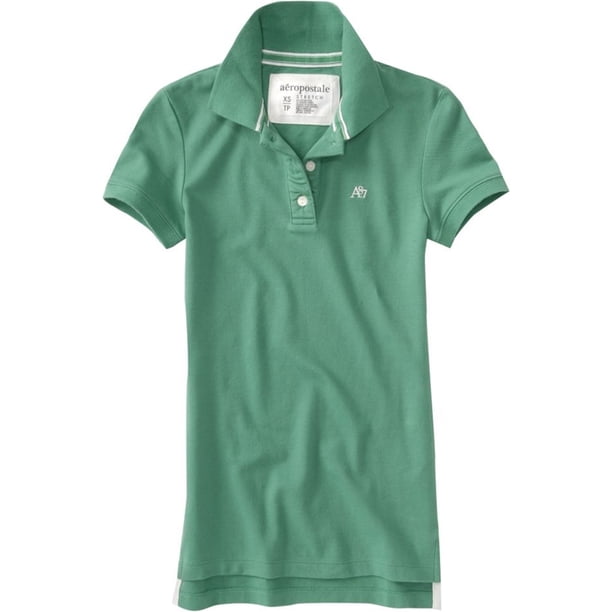 Aeropostale Womens Uniform A87 3 Button Polo Shirt, Verde, X-Small