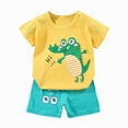 thumbnail image 4 of HCNTES Toddler Boy Clothes Loose Graphic Tee and Short Set Cute Cartoon Print Boy Suit, 4 of 4
