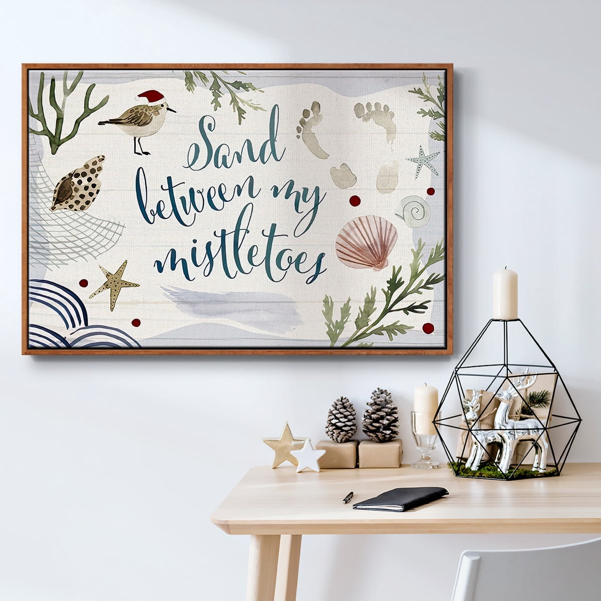 Sun-kissed Christmas Collection A - Framed Gallery Wrapped Holiday Canvas - 25 x 37 - Rosewood Frame