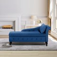 thumbnail image 4 of ACMEASE Upholstered Chaise Lounge with Right Armrest & Lumbar Pillow,Button Tufted Lounge Sofa with Storage,Lounge Chair Indoor,Modern Velvet Lounge Chair for Bedroom, Living Room and Office, Blue, 4 of 7