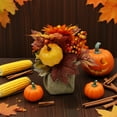 thumbnail image 1 of Decoración artificial de calabaza y girasol - Escena otoñal de Acción de Gracias en espuma naranja con hojas y bayas | 20 x 18,8 x 8 cm - 1 unidad, 1 of 6
