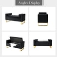 thumbnail image 5 of 50" Storage Bench with Gold Base 2 Round Pillows Upholstered Tufted Bedroom Ottoman End of Bed Entryway Living Room Black, 5 of 7