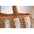 thumbnail image 5 of CoCopeaunts Round Straw Crossbody Bags for Women Small Handwoven Tote Bag Summer Beach Bag with Pearl Handle, 5 of 7