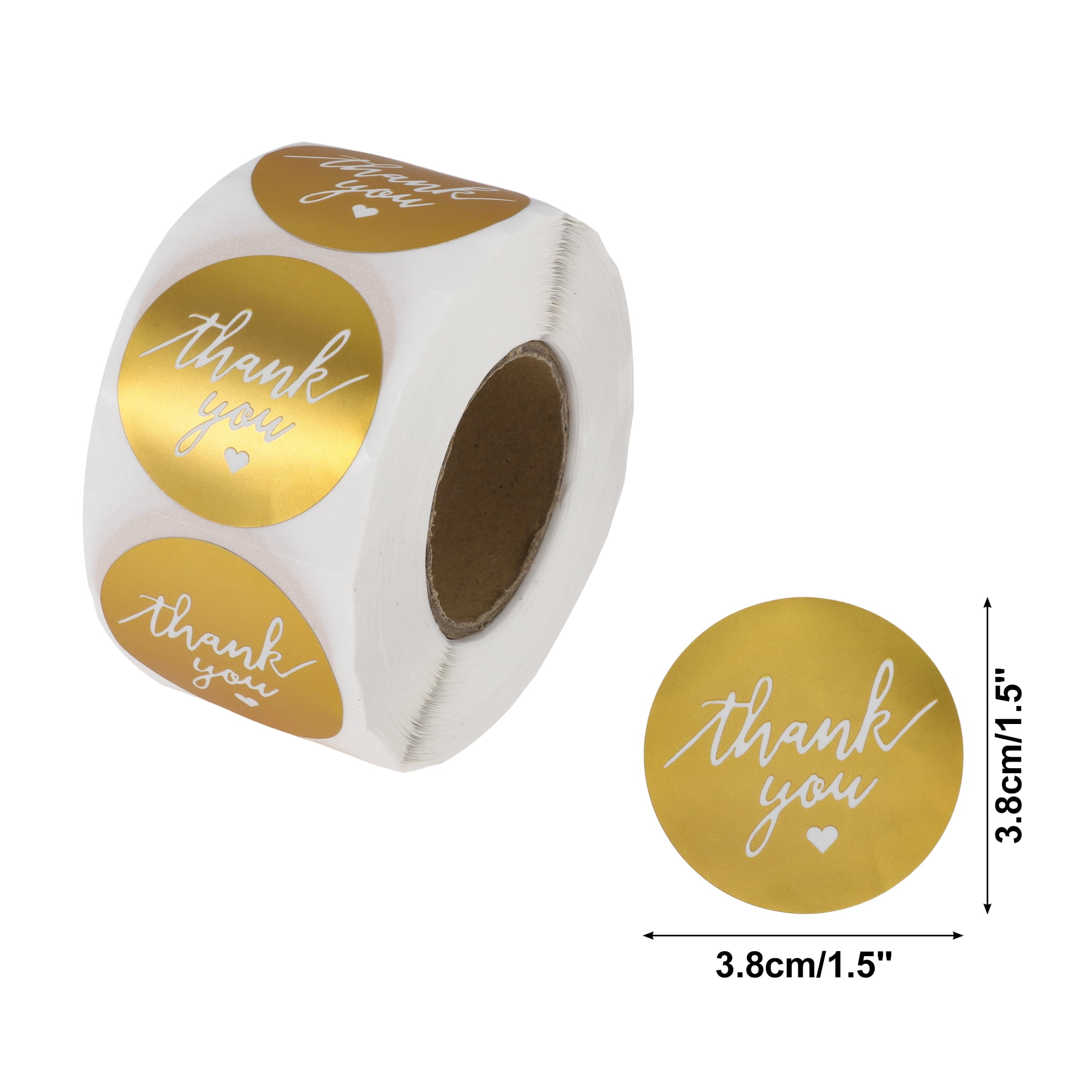 Unique Bargains Thank You Tag Gift Stickers 1.5"x1.5" Gold Tone