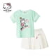 thumbnail image 4 of Hello Kitty-Camiseta deportiva de dibujos animados para niña, conjunto de pantalones cortos, Top de algodón, pantalones informales, traje de dos piezas, novedad de verano, 4 of 5
