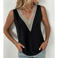 thumbnail image 2 of SWSMCLT Women's V Neck Top Sleeveless Cool Elegant Light Tank Top Lace Casual Basic Summer Thin Loose Vest Black Medium, 2 of 4