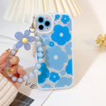 thumbnail image 5 of Compatible for iPhone 11 Pro Max Case Clear Floral Bear Camera Lens with Flower Beaded Lanyard Wrist Strap for Women Girls, Soft TPU Shockproof Protective Cover-Blue, 5 of 13