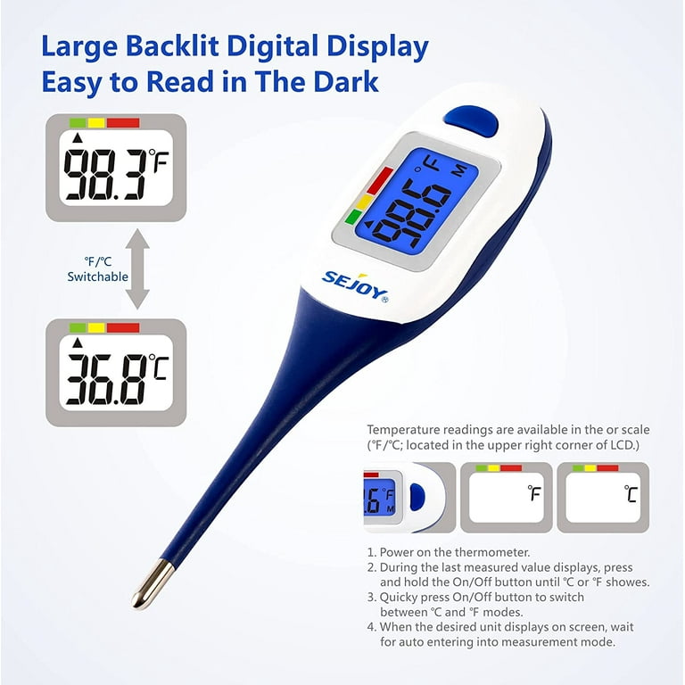 Baby Rectal Thermometer with Fever Indicator - Easy@Home Perfect Newbo