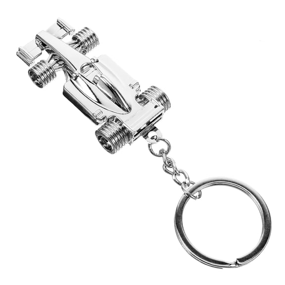 DINHEAROM Zinc Alloy Racing Car Keychain Silver Key Ring Decor Gift for Men