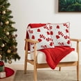 thumbnail image 5 of Twfbrm Christmas Hats & Candy Pillow Covers 18x18 Inch Soft Plush Fuzzy Christmas Decorations Luxury Jacquard Throw Pillows Pillowcases for Couch Sofa Holiday Festivals Winter on Clearance, Red White, 5 of 6