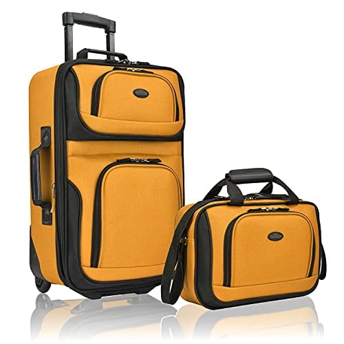 Set de equipaje U.S. Traveler Rio Rugged Fabric Mostaza/Naranja