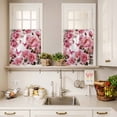 thumbnail image 3 of 3 Piece Kitchen Curtains and Valances Set Pink Roses Cafe Curtains 24 Inch Length Spring Floral Elegant Pastoral Butterfly Valance & Tier Curtain for Living Room Bedroom Window 54"x18"+27"x24"*2, 3 of 6