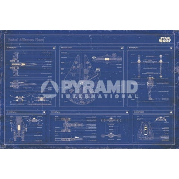 Star Wars - Rebel alliance fleet blueprint Poster by (24 x 36)