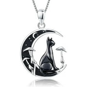 Mysterious Black Cat Necklace for Cat Lovers | Sterling Silver Jewelry