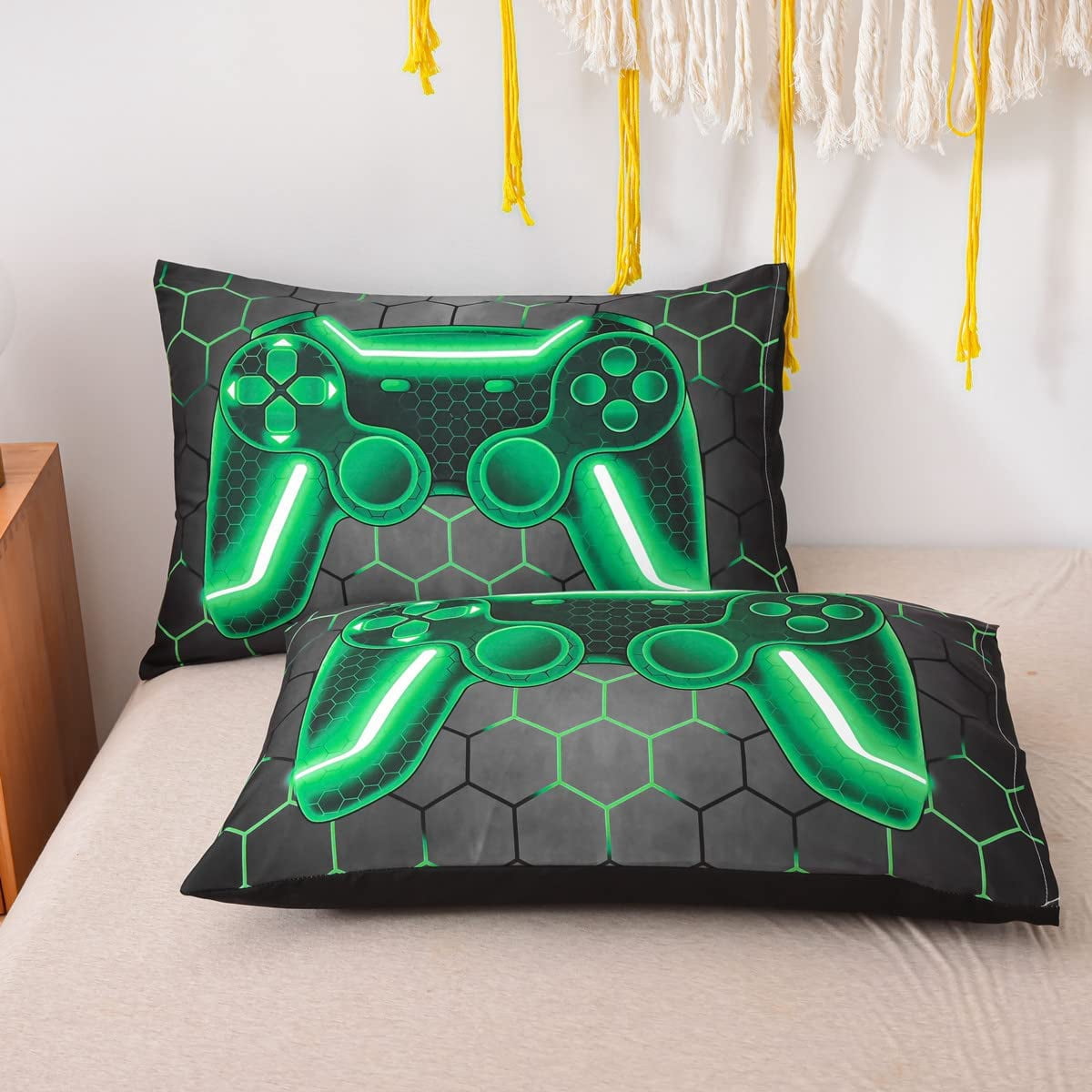 NTBED Game Console Comforter Set Kids 3D Gaming Geometric Lightweight Bedding Sets Green Twin