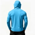thumbnail image 3 of Men's UPF 50+ Sun Hoodie Long Sleeve Hooded Fishing Shirt Solid Pullover Cooling Ice Silk Breathable Quick-Dry Moisture Wicking 4-Way Stretch for Commute Fishing Hiking Sky Blue 3XL, 3 of 5