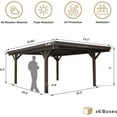 thumbnail image 2 of YODOLLA 17x12ft Wooden Carport Garage Outdoor Gazebo Wooden Pergola for Backyard, Coffee, 2 of 9