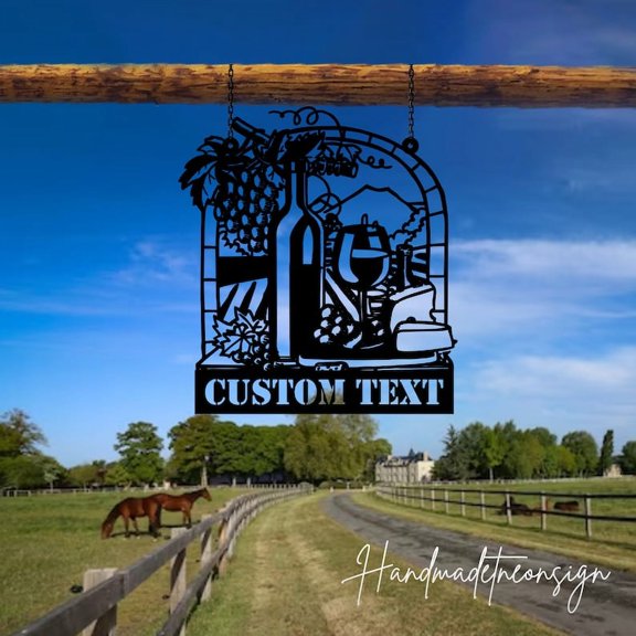Handmadetneonsign Outdoor Vineyard Farm Metal Sign Hanging, Welcome to The Vineyard Farm Home Decor
