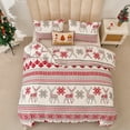 thumbnail image 4 of Smuge Christmas Duvet Cover Queen/Full Size Comforter Cover Reindeer Snowflake Red Stripe Quilt Case Soft Bedding Quilt Cover with 2 Pillow Shams, 4 of 7