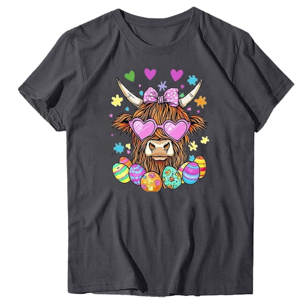 Camisetas de Manga Larga de las Mujeres con Estampado de Pascua, Cuello Redondo Suelto Casual Top para el Uso Diario de Primavera