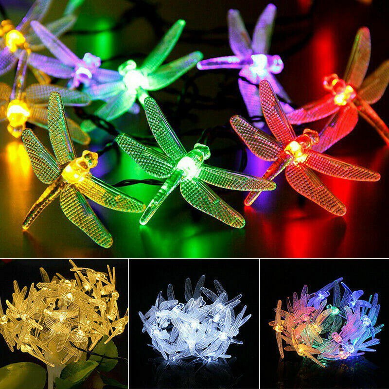 Ame 20 LED Solar Dragonfly String Lights Waterproof Outdoor Garden