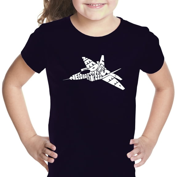 LA Pop Art Girl's Word Art T-shirt - FIGHTER JET - NEED FOR SPEED